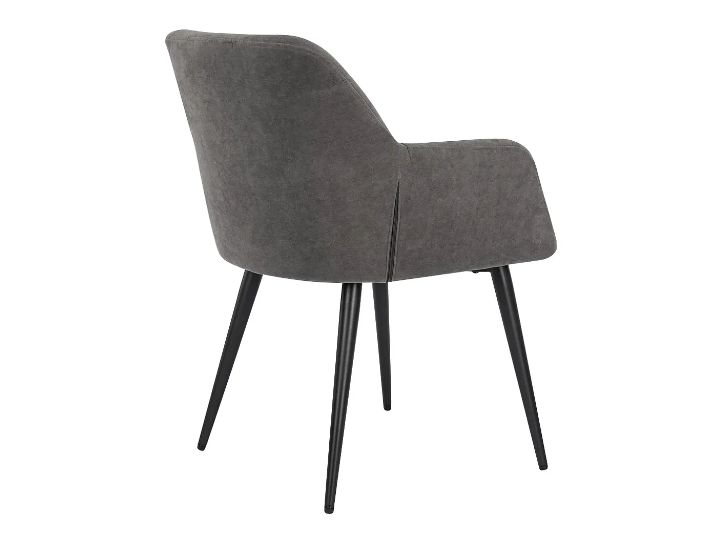 Juego de 6 sillas de comedor con brazos - Tela aterciopelada y metal negro. Gris. HEKA