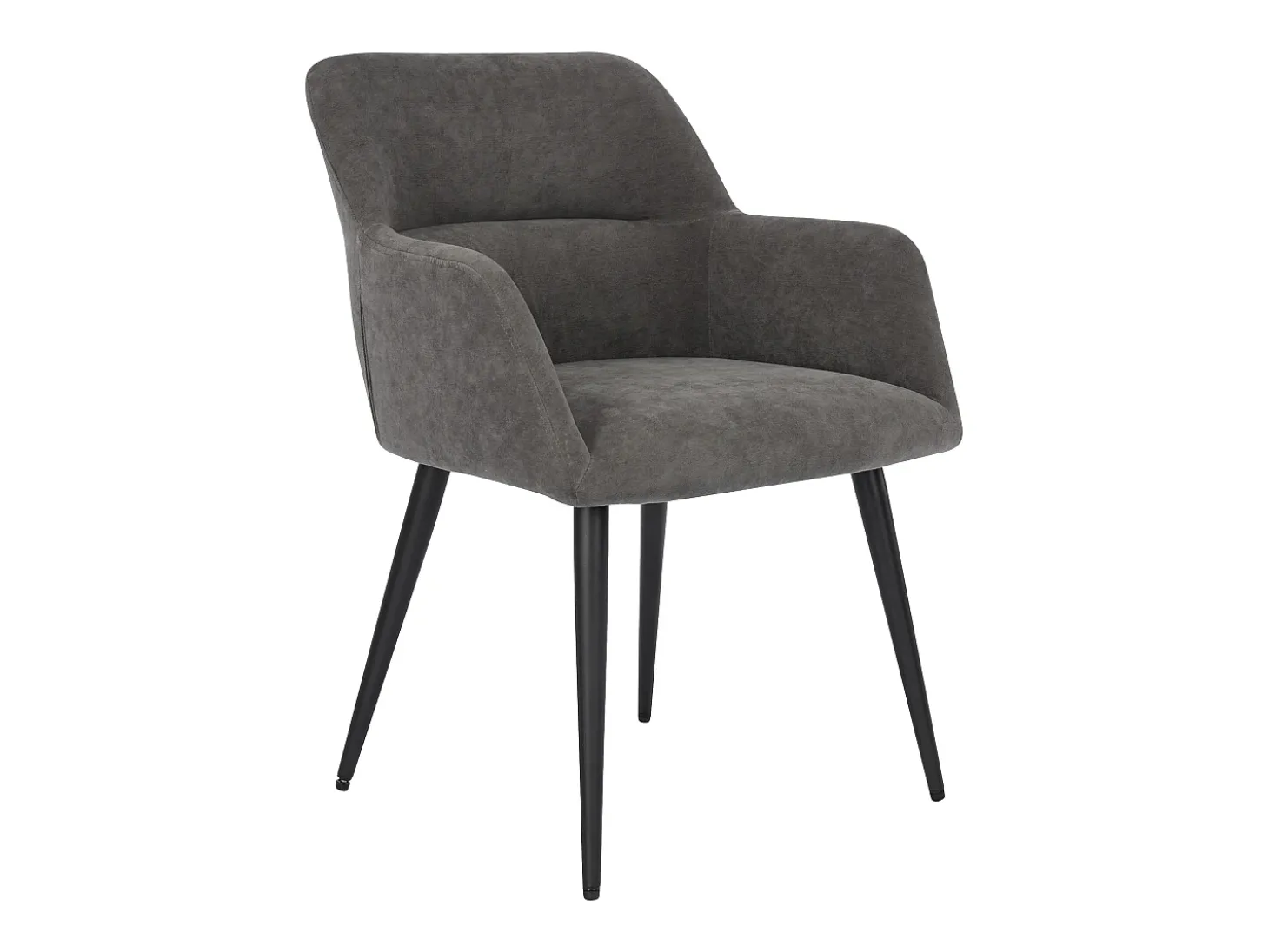 Juego de 6 sillas de comedor con brazos - Tela aterciopelada y metal negro. Gris. HEKA