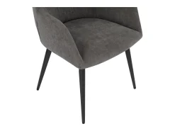 Juego de 6 sillas de comedor con brazos - Tela aterciopelada y metal negro. Gris. HEKA