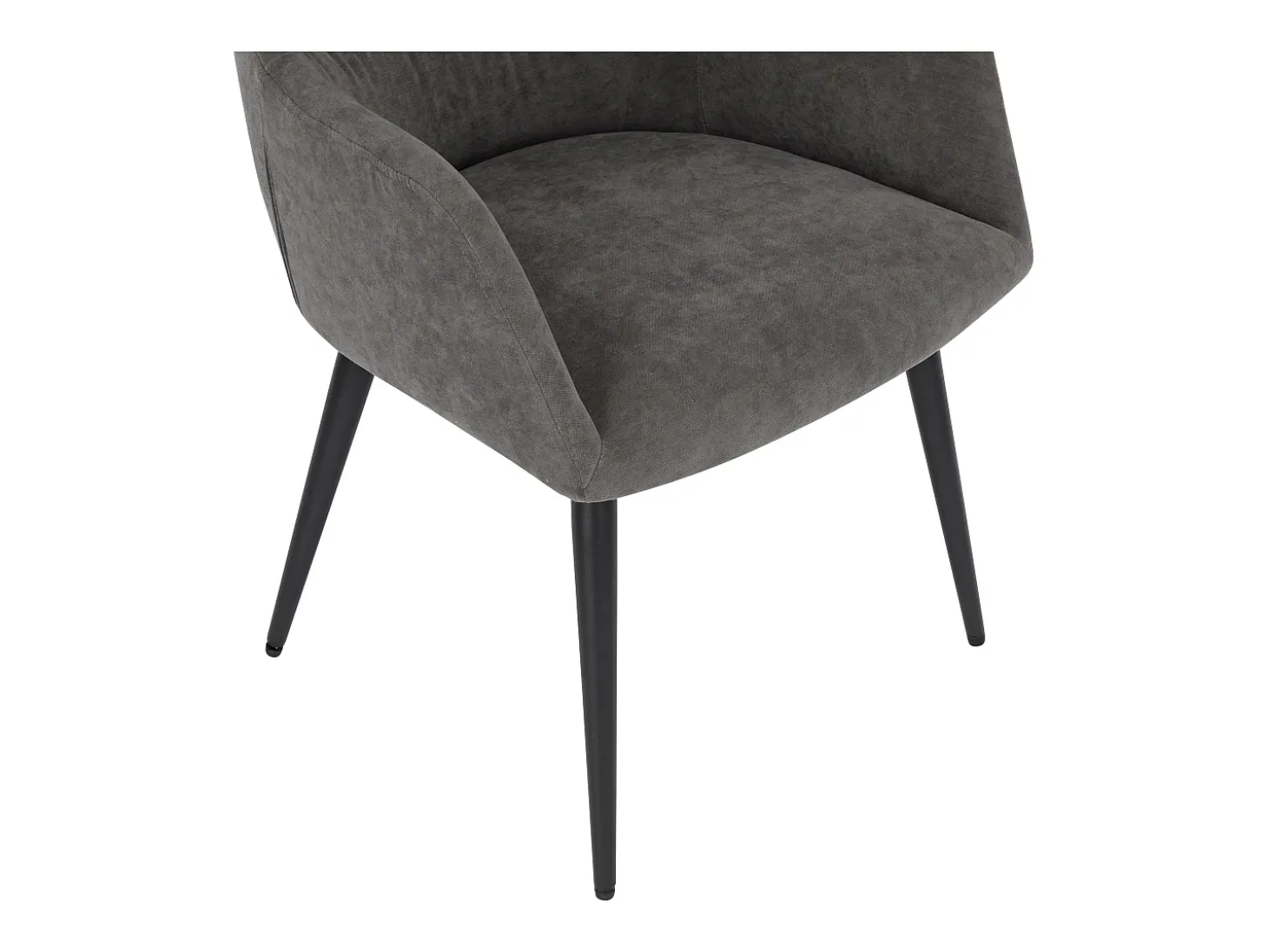 Juego de 6 sillas de comedor con brazos - Tela aterciopelada y metal negro. Gris. HEKA