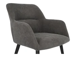 Juego de 6 sillas de comedor con brazos - Tela aterciopelada y metal negro. Gris. HEKA