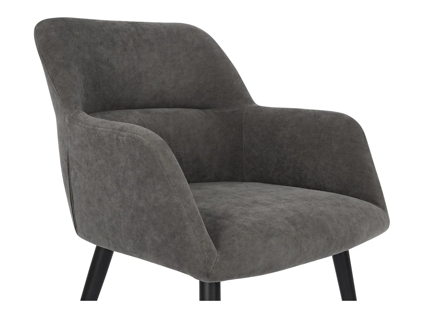 Juego de 6 sillas de comedor con brazos - Tela aterciopelada y metal negro. Gris. HEKA