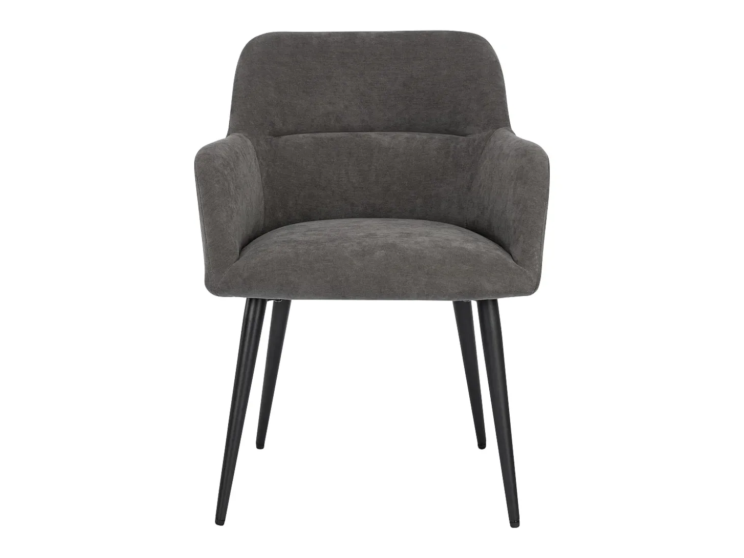 Juego de 6 sillas de comedor con brazos - Tela aterciopelada y metal negro. Gris. HEKA