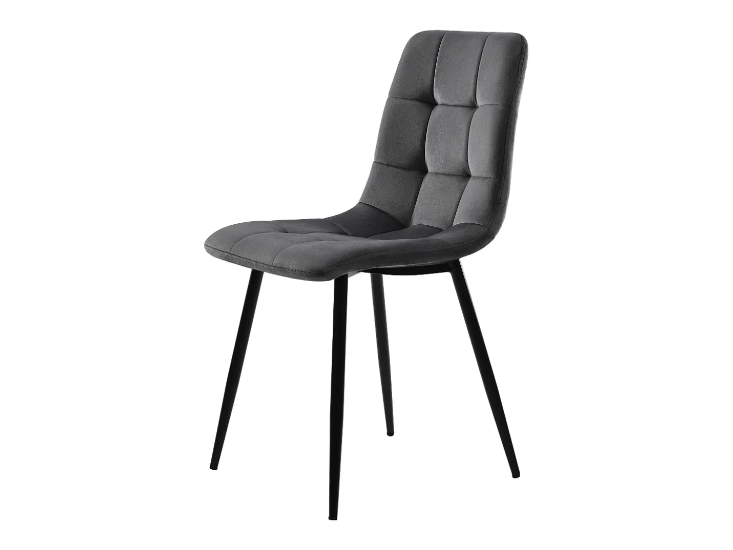 Juego de 4 sillas de comedor - estructura metálica - tela terciopelo - gris