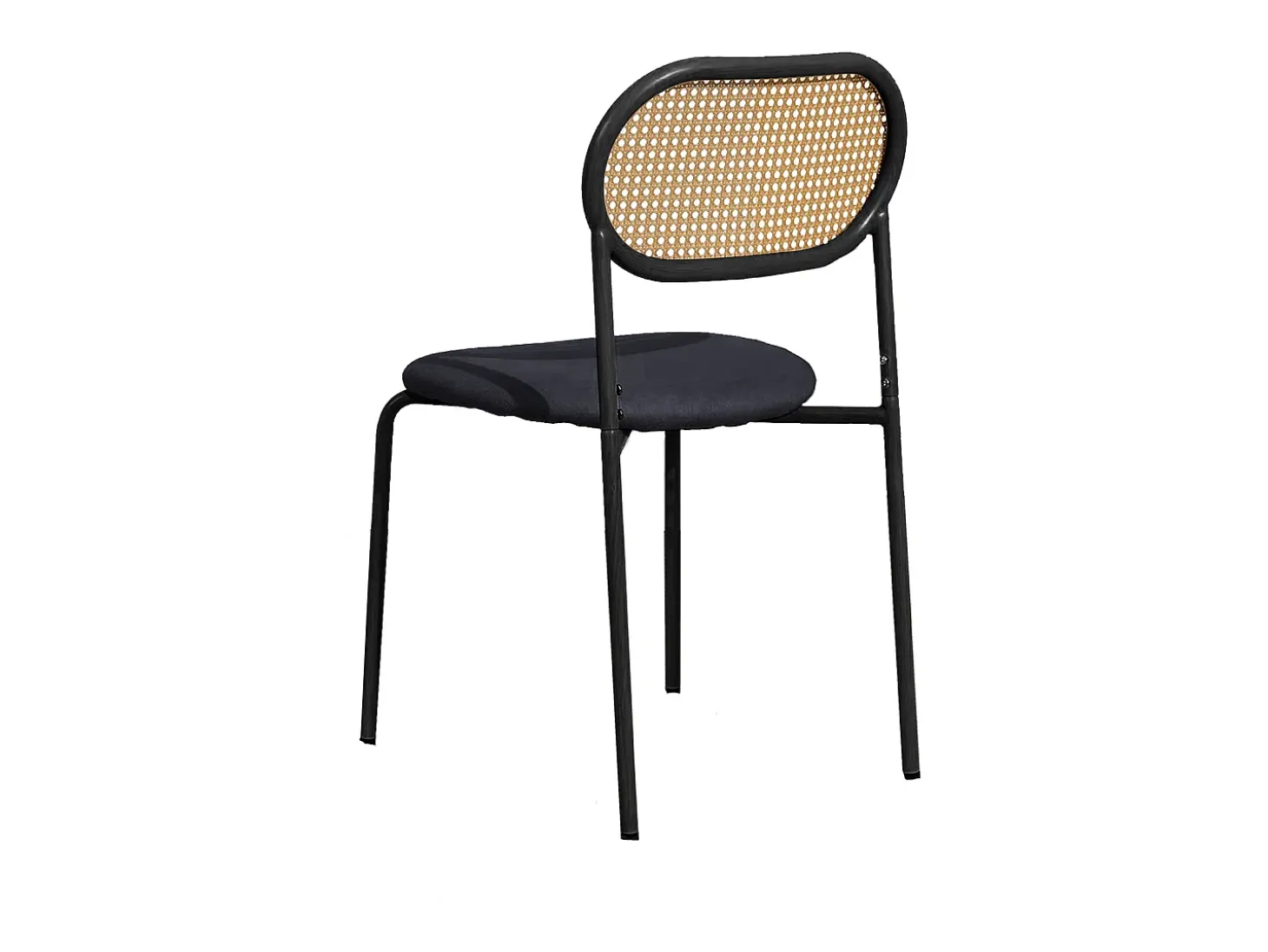 Juego de 2 sillas de comedor modernas con respaldo de ratán y patas de metal para comedor y sala de estar, color negro (2 unidades)
