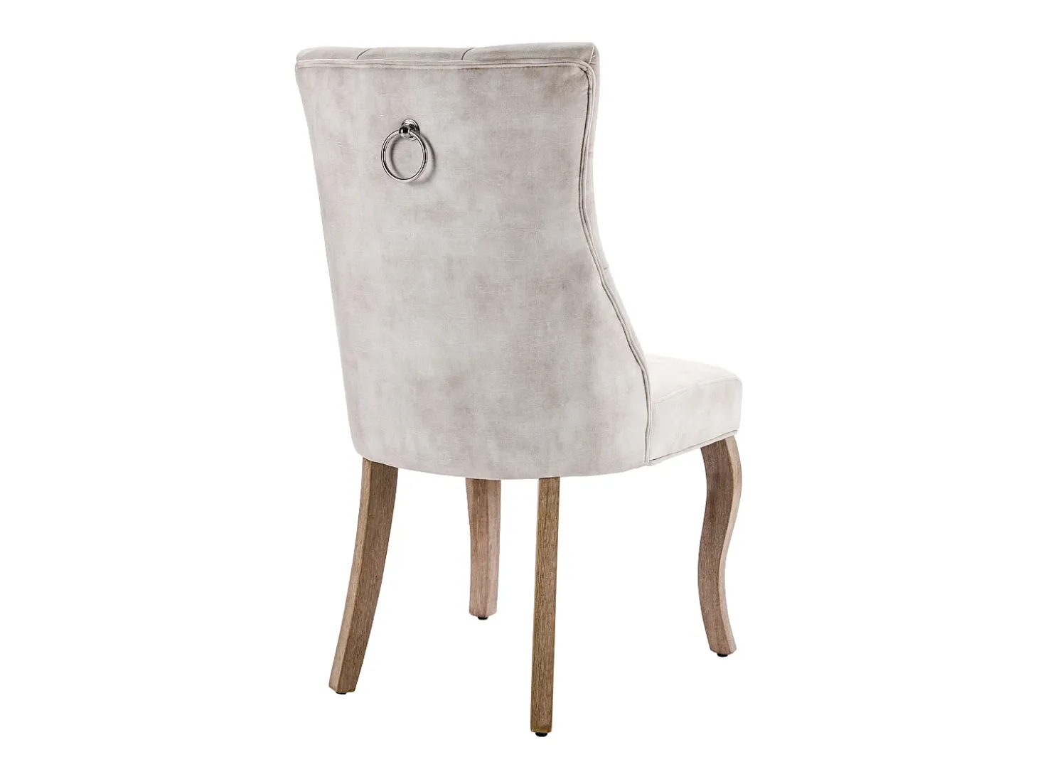 Juego de 4 sillas de comedor - Terciopelo y madera maciza - Respaldo con motivos de rombos - Beige claro