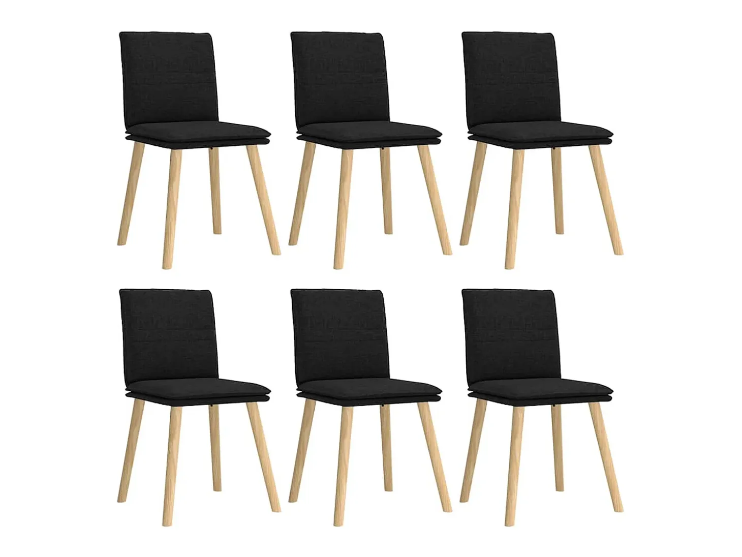 Juego de 6 sillas de comedor de tela negra