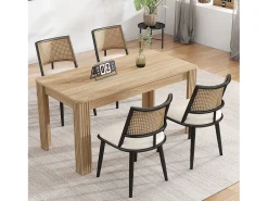 Juego de 6 sillas de comedor - 50 x 48 x 80 cm - asiento de poliuretano - respaldo de ratán - ratán - negro