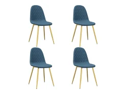 Juego de 4 sillas de comedor de terciopelo azul