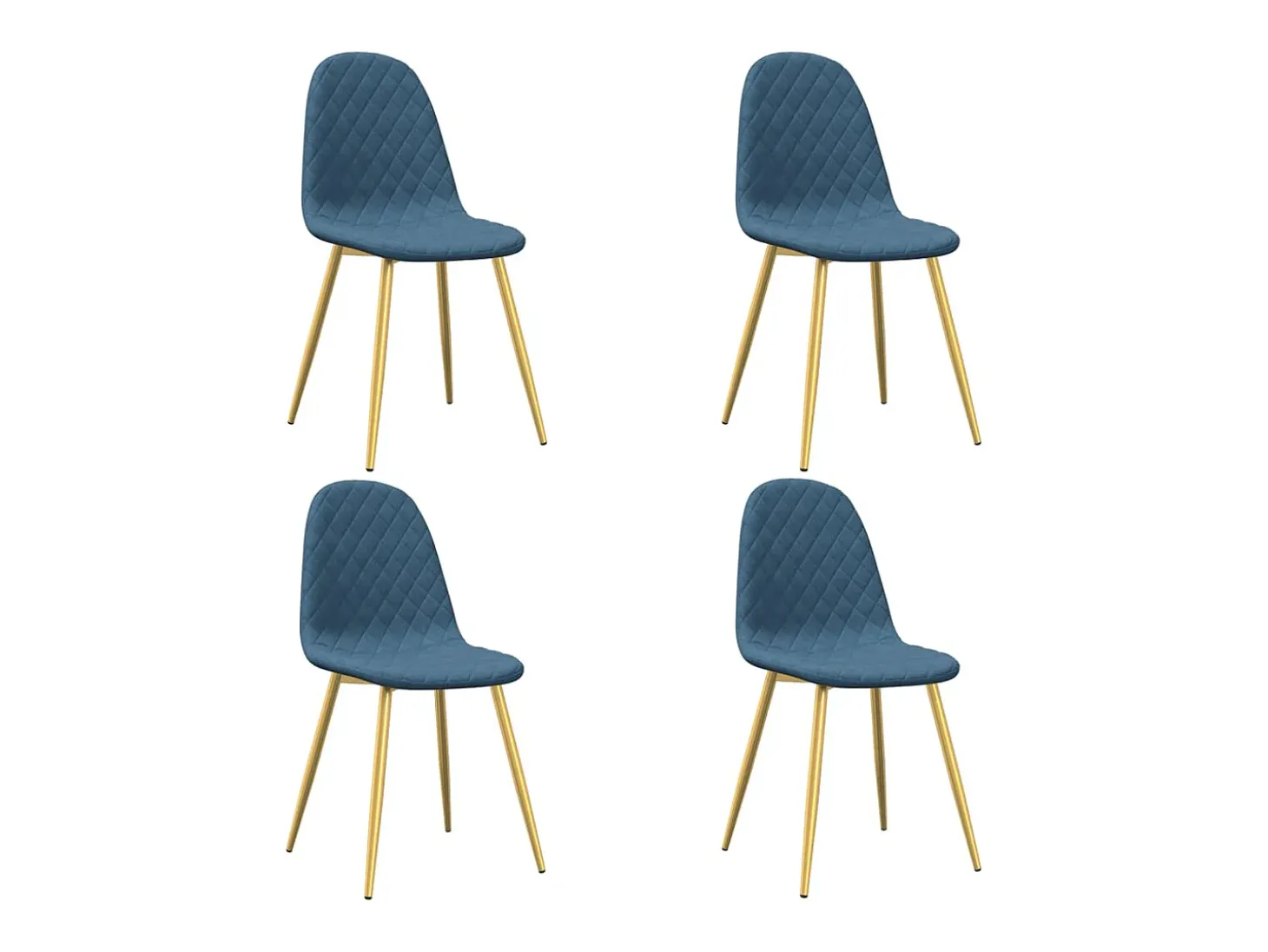 Juego de 4 sillas de comedor de terciopelo azul