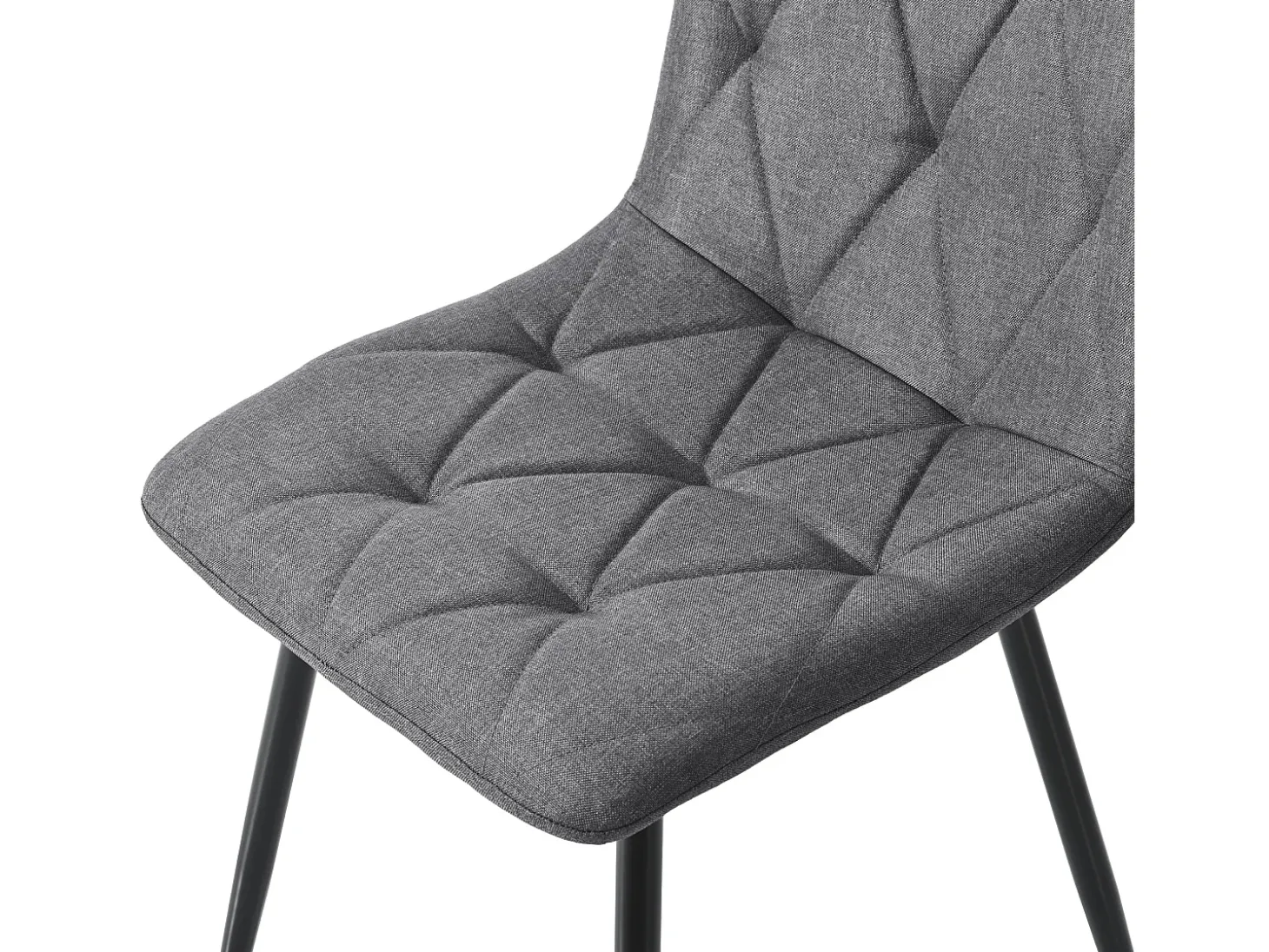 Juego de 4 sillas de comedor, Gris, Lino, con respaldo y patas de metal