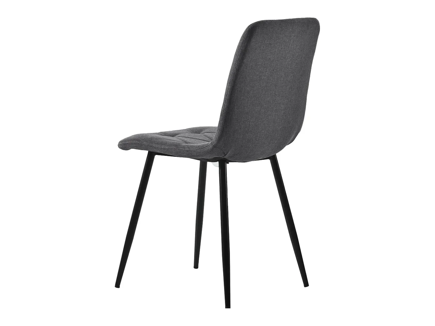 Juego de 4 sillas de comedor, Gris, Lino, con respaldo y patas de metal