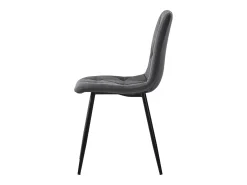 Juego de 4 sillas de comedor, Gris, Lino, con respaldo y patas de metal
