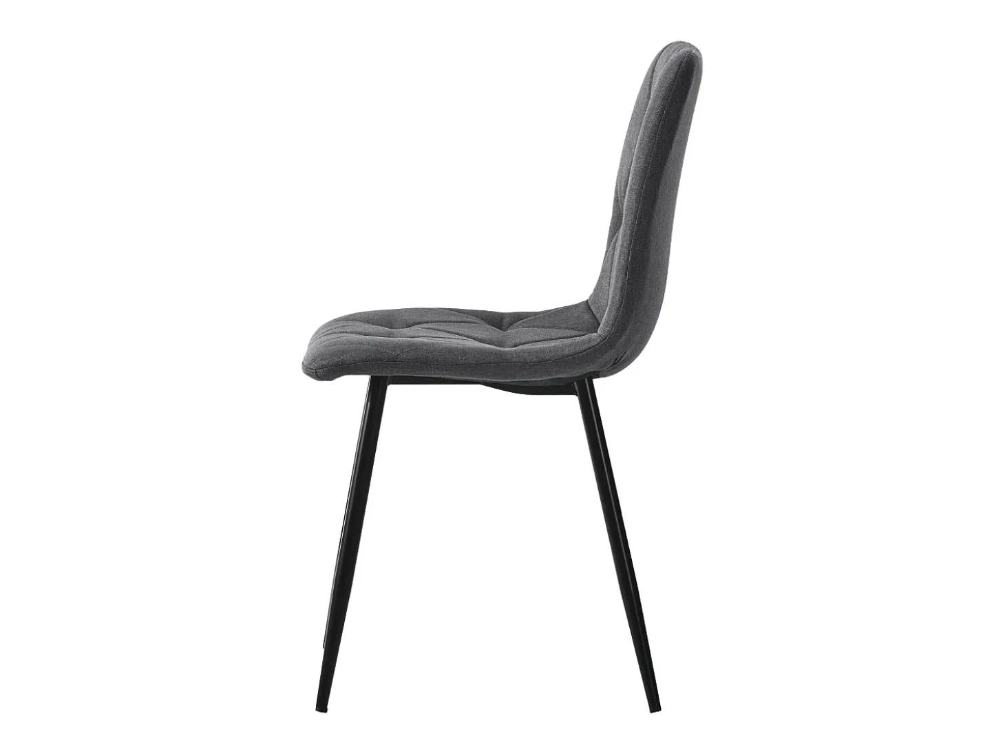 Juego de 4 sillas de comedor, Gris, Lino, con respaldo y patas de metal