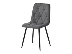 Juego de 4 sillas de comedor, Gris, Lino, con respaldo y patas de metal