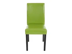 Juego de 6 sillas de comedor Littau de piel sintética, polipiel, verde, patas oscuras