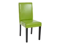 Juego de 6 sillas de comedor Littau de piel sintética, polipiel, verde, patas oscuras