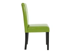 Juego de 6 sillas de comedor Littau de piel sintética, polipiel, verde, patas oscuras