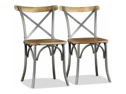 Juego de 2 Sillas de comedor madera maciza de mango ES968508