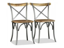 Juego de 2 Sillas de comedor madera maciza de mango ES968508