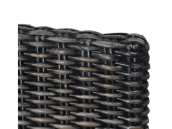 Juego de 6 sillas de comedor de ratán negro Kubu y madera de mango
