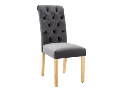 Juego de 2 sillas de comedor tapizadas en terciopelo - 45 x 65 x 101 cm - patas de roble - sillón - gris