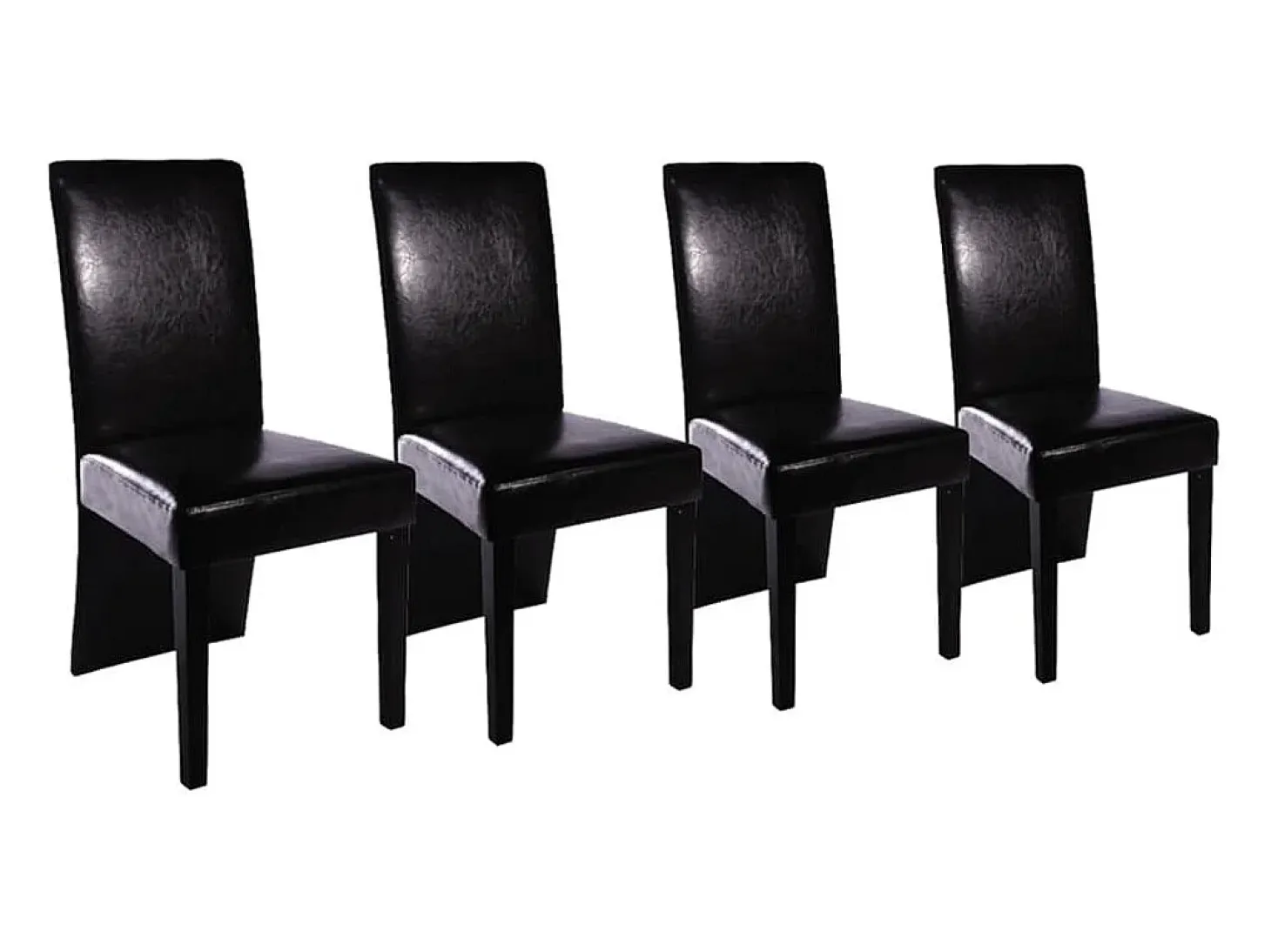 Juego de 4 sillas de comedor de piel sintética negra