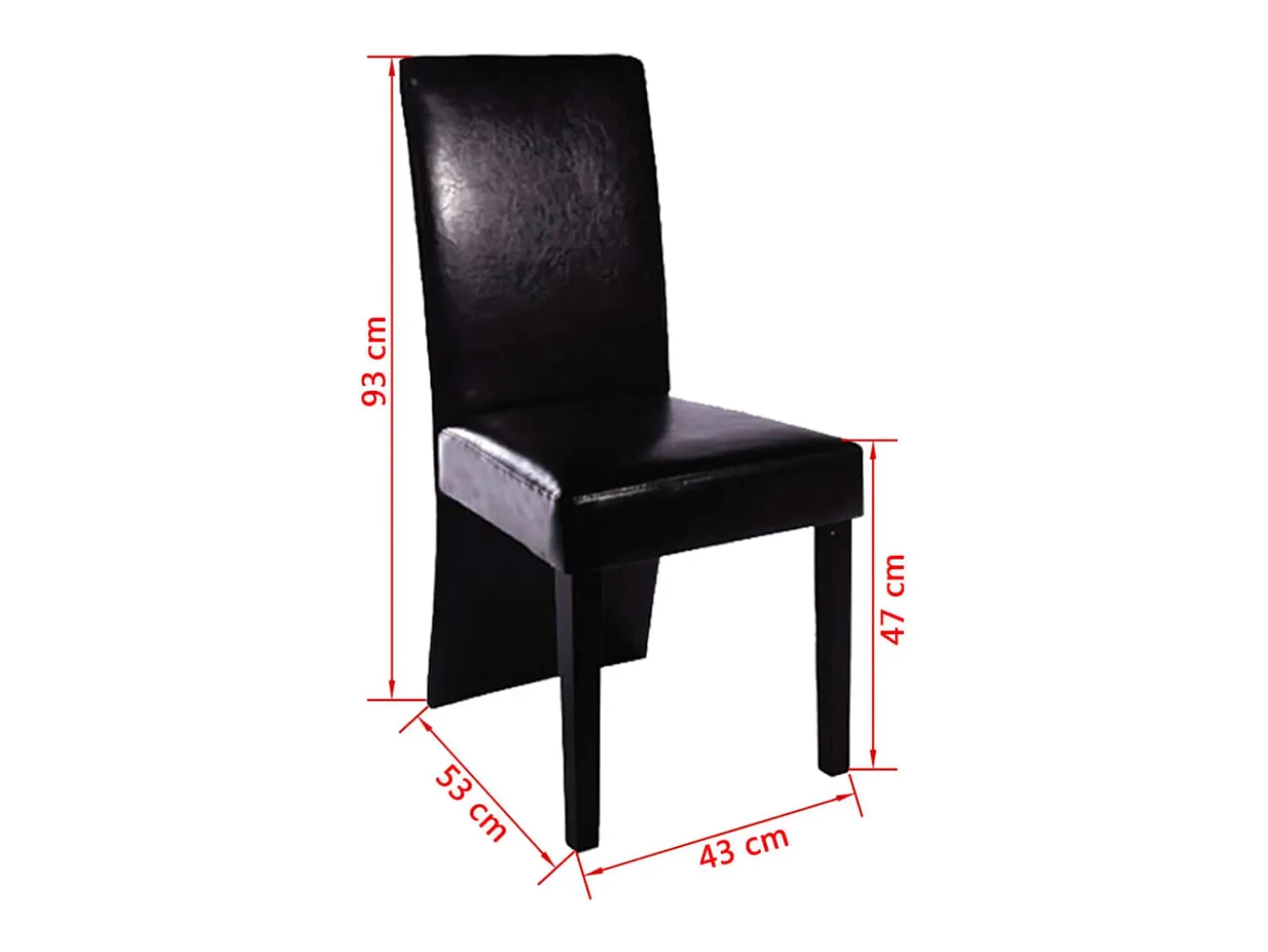 Juego de 4 sillas de comedor de piel sintética negra
