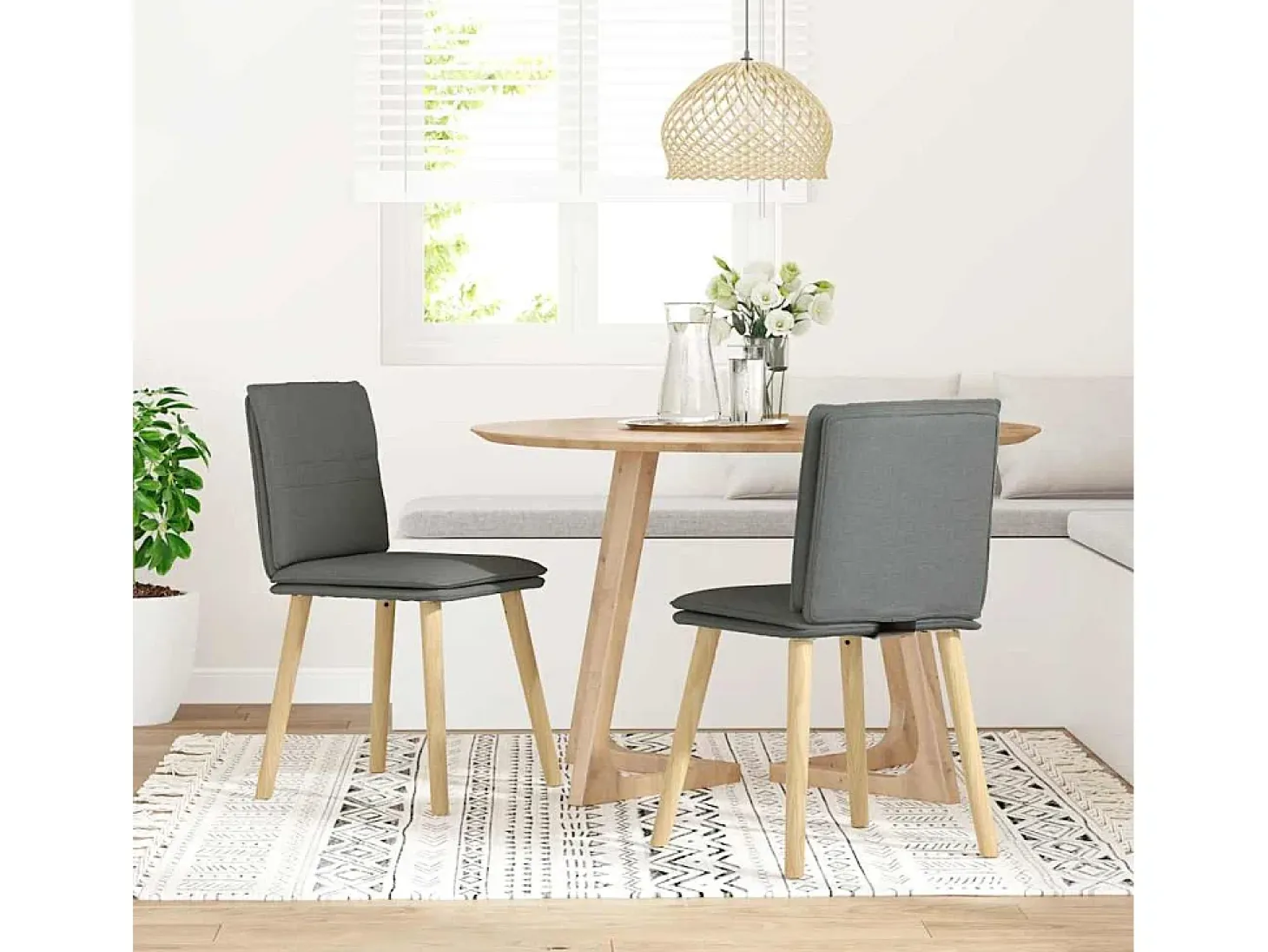 Juego de 2 sillas de comedor de tela gris oscuro