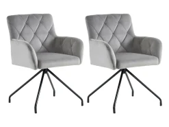 Juego de 2 sillas de comedor de terciopelo - 85 x 49 x 49 cm - sillón tapizado con 4 patas de metal - con soporte lumbar - gris