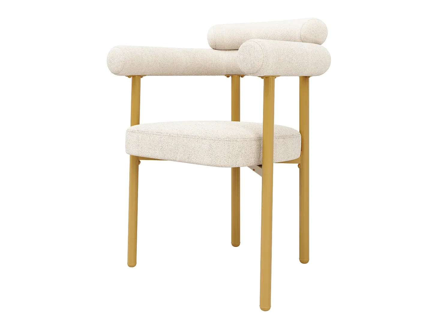 Juego de 2 sillas de comedor beige - Silla de comedor con respaldo y reposabrazos - ante - patas de metal dorado