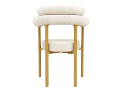 Juego de 2 sillas de comedor beige - Silla de comedor con respaldo y reposabrazos - ante - patas de metal dorado