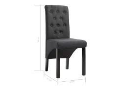 Juego de 2 sillas de comedor de tela gris oscuro