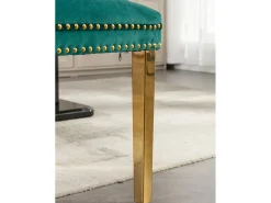 Juego de 2 sillas de comedor en terciopelo verde con respaldo acolchado y patas de metal dorado