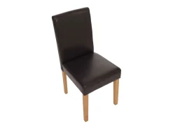 Juego de 6 sillas de comedor Littau de piel sintética, polipiel, marrón, patas claras