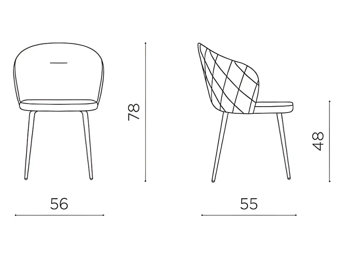 Juego de 2 sillas de comedor "Claris" en tejido marrón acolchado cm 56x55 78h