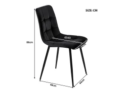 Juego de 4 sillas de comedor de terciopelo - patas de metal - negro