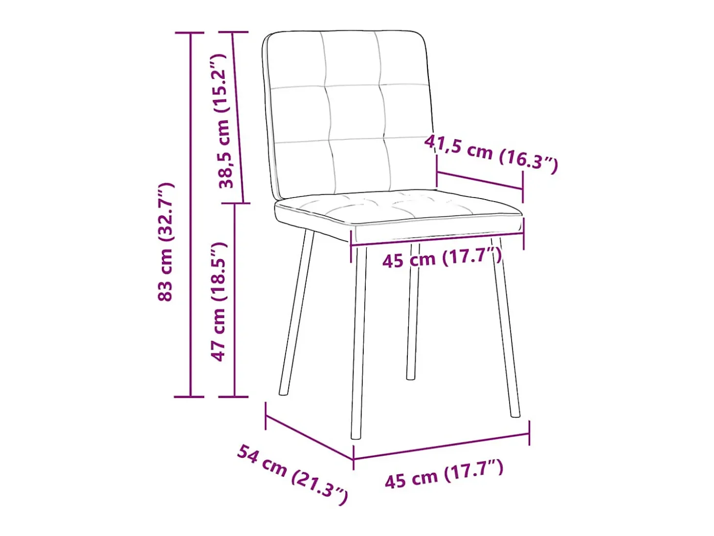 Juego de 2 sillas de comedor en terciopelo gris claro