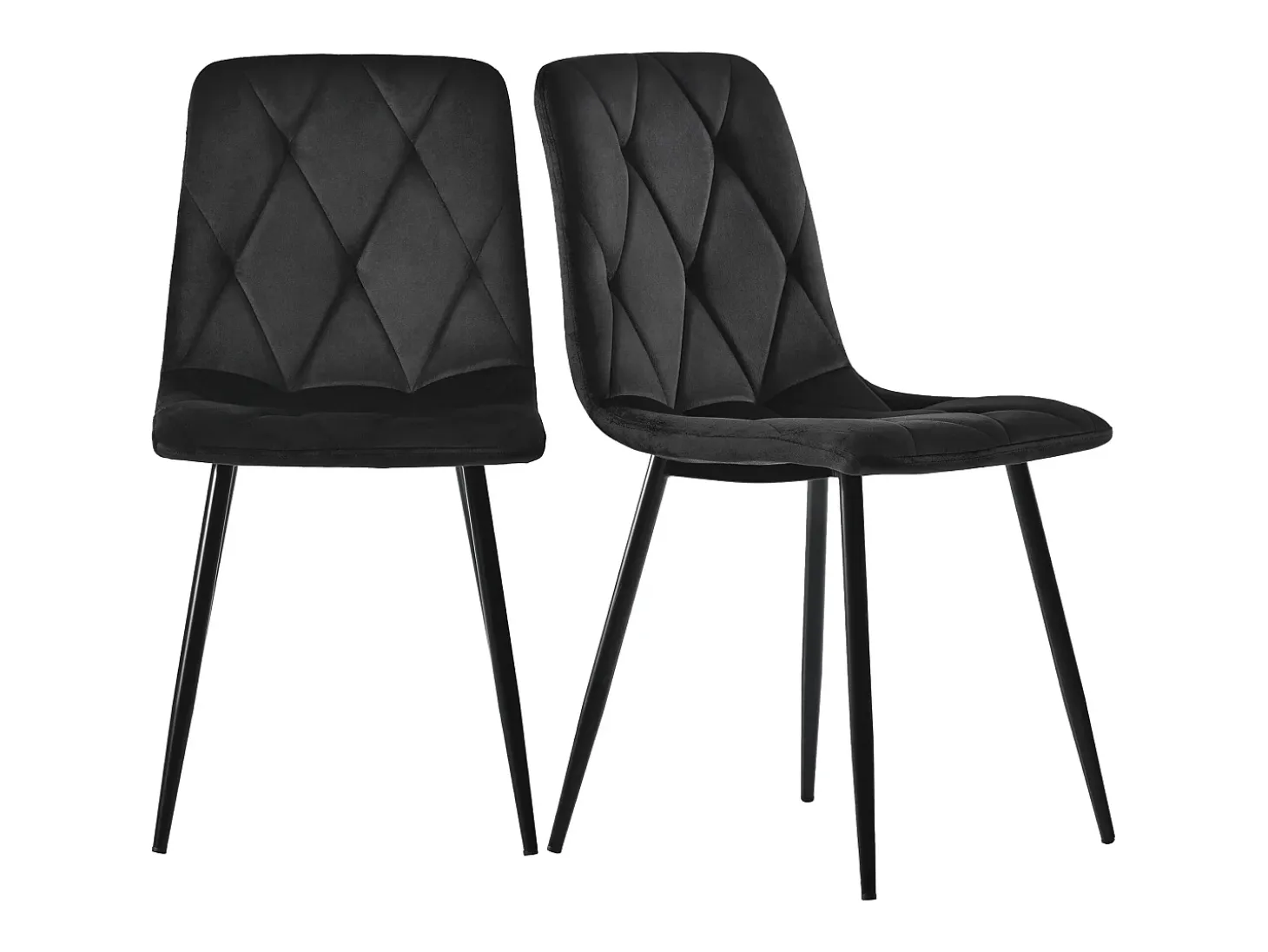 Juego de 4 sillas de comedor - Silla de comedor de terciopelo negro - Con patas y respaldo de metal