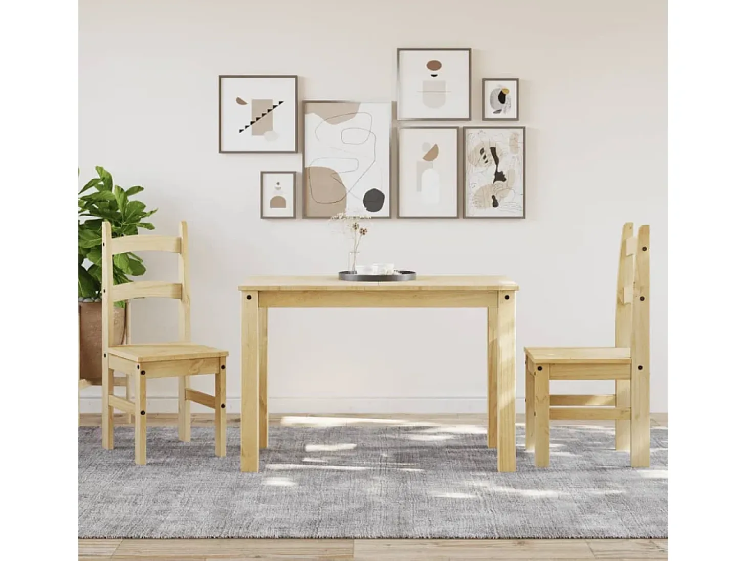 Juego de 2 sillas de comedor 40x46x99 cm madera maciza de pino