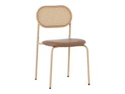 Juego de 6 sillas de comedor, silla de ocio de terciopelo, con patas de metal, ratán, color marrón