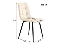 Juego de 4 sillas de comedor, beige, diseño de silla tapizada con respaldo, terciopelo, estructura de metal