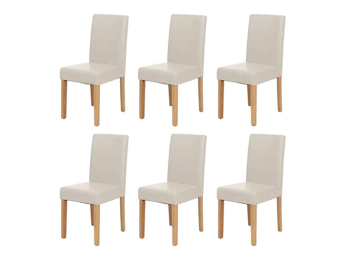 Juego de 6 sillas de comedor Littau de piel sintética, polipiel, blanca, patas claras