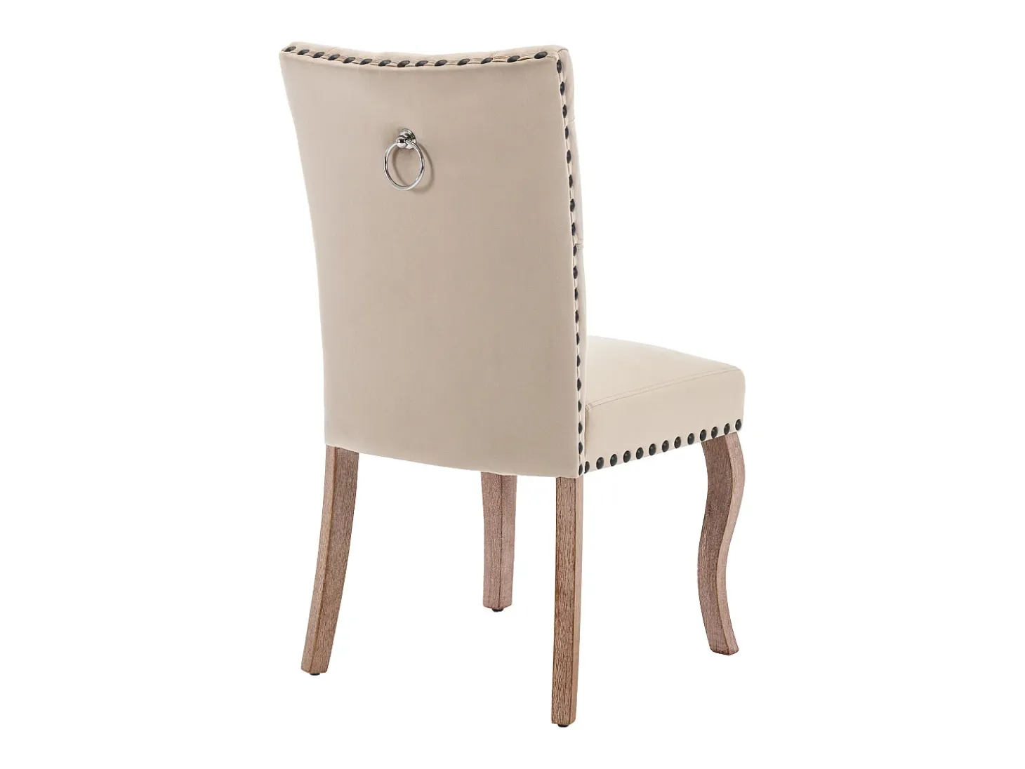 Juego de 4 sillas de comedor - silla de comedor de terciopelo color camel - con respaldo acolchado y patas de madera