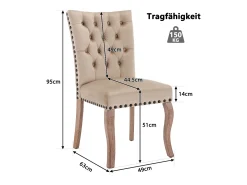 Juego de 4 sillas de comedor - silla de comedor de terciopelo color camel - con respaldo acolchado y patas de madera