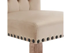 Juego de 4 sillas de comedor - silla de comedor de terciopelo color camel - con respaldo acolchado y patas de madera