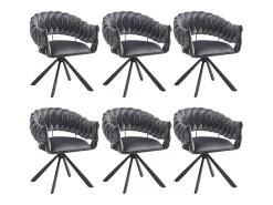 Juego de 6 sillas de comedor de terciopelo gris con respaldo tapizado y patas metálicas en forma de garra