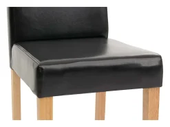Juego de 6 sillas de comedor Littau de piel sintética, polipiel, negra, patas claras