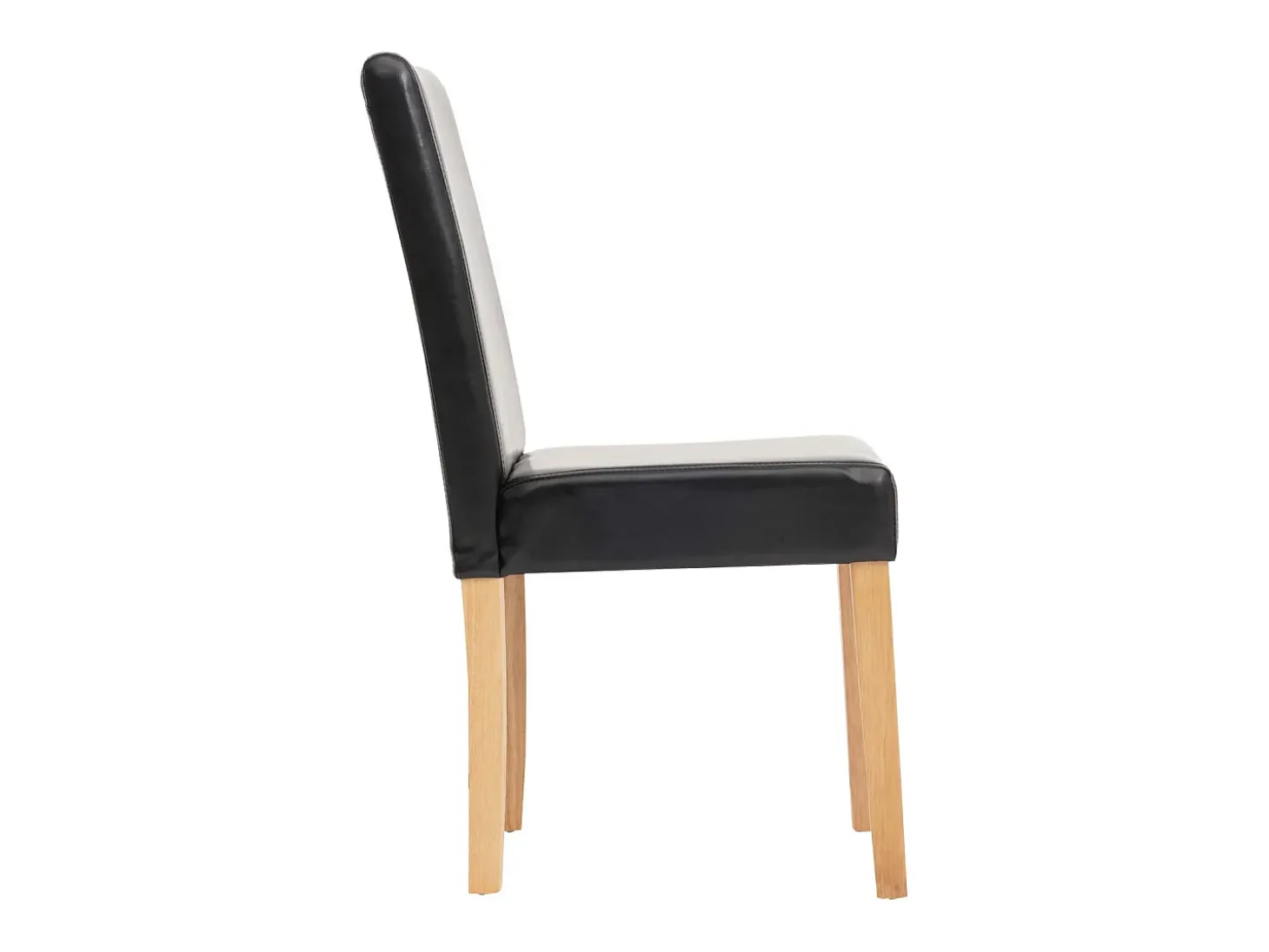 Juego de 6 sillas de comedor Littau de piel sintética, polipiel, negra, patas claras