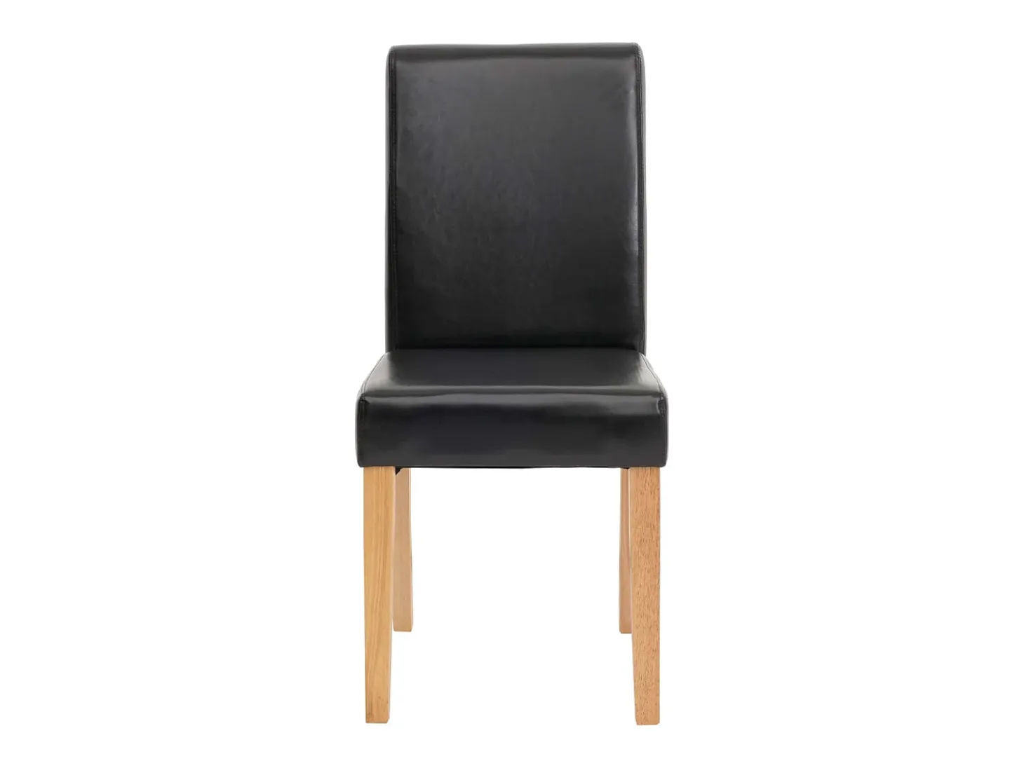 Juego de 6 sillas de comedor Littau de piel sintética, polipiel, negra, patas claras